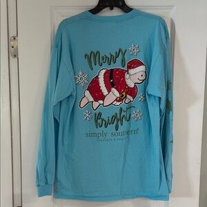 Simply Southern Festive Blue Long Sleeve Tee